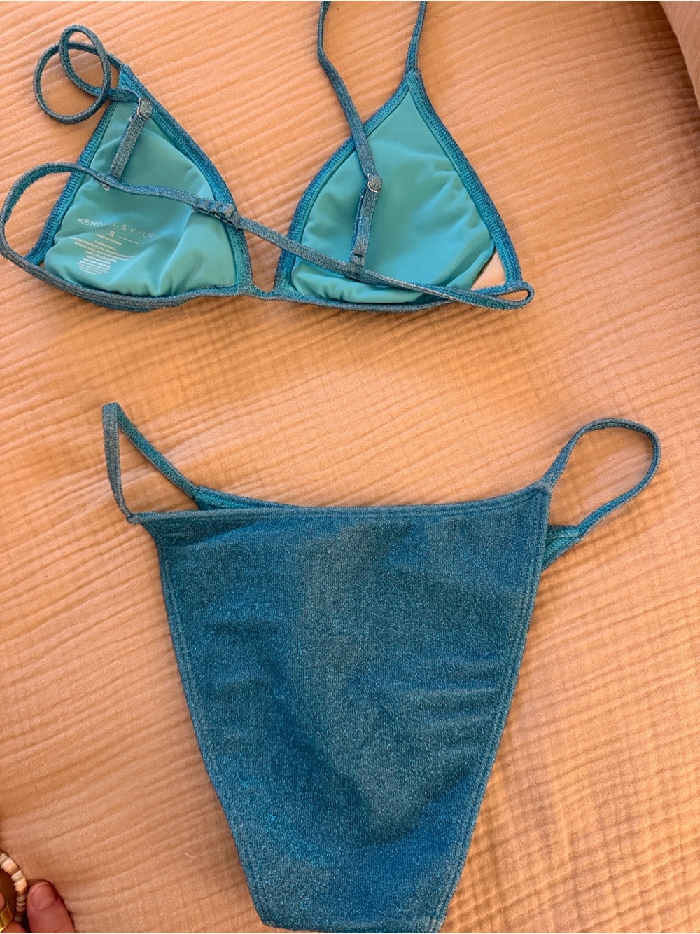 KENDALL & KYLIE Blue Shimmer Triangle Bikini Set - Picture 4 of 5